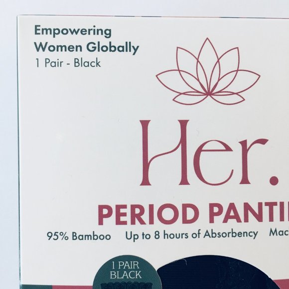 The Her. Inc XL Black Period Panties Maya Machine Washable Women's Underwear - Picture 14 of 16